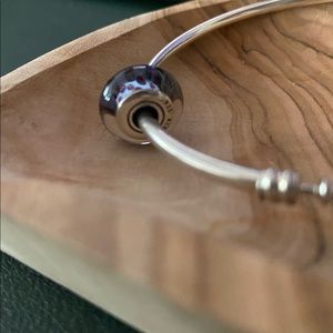 Pandora  Purple Blue Snow Leopard Murano Glass Silver Charm 790943